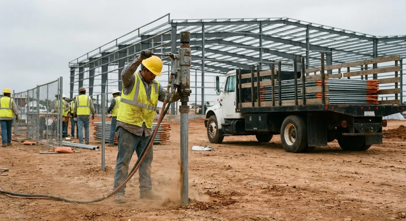 Industrial fencing installation site in Kingwood, TX