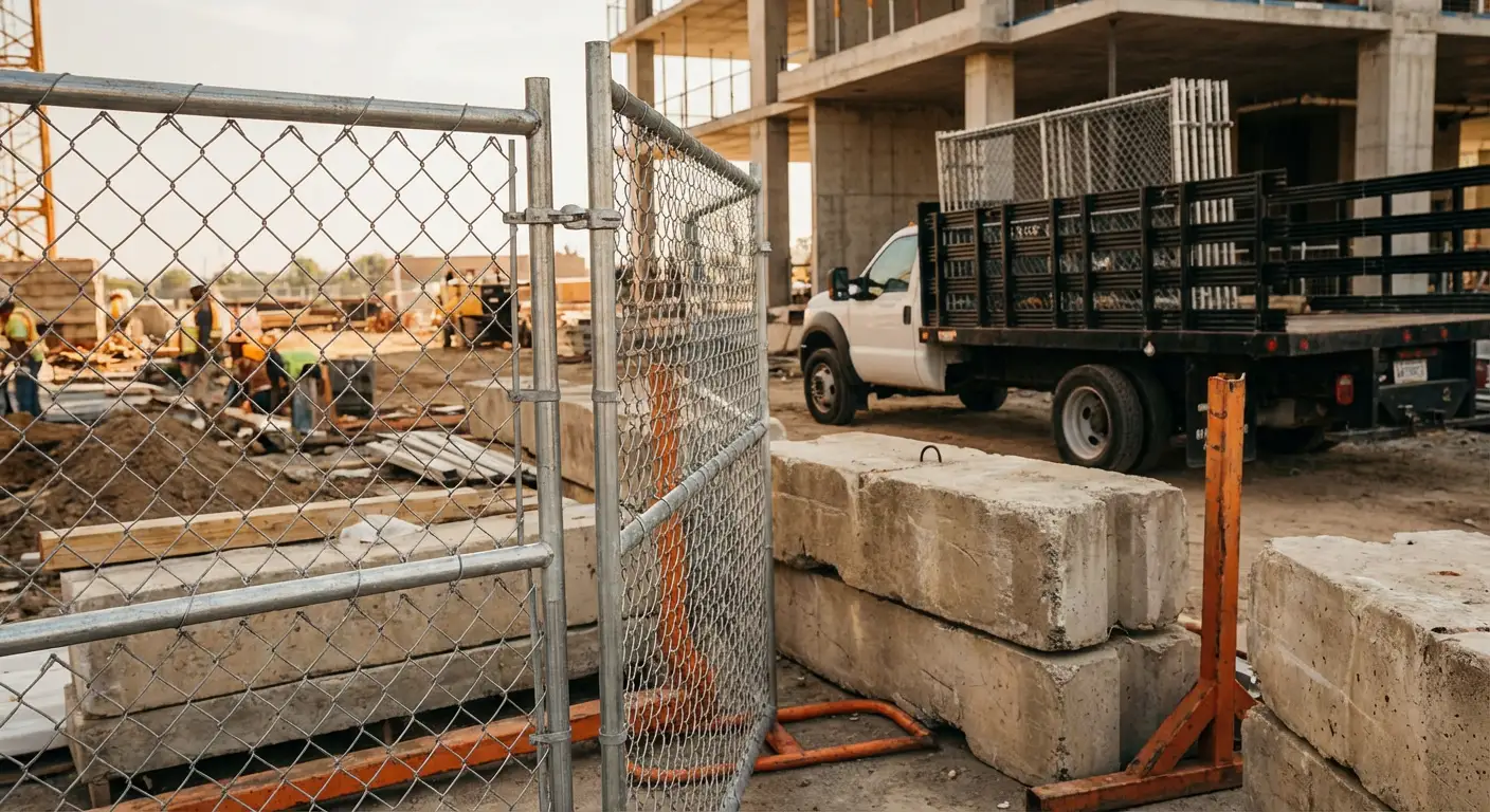 Commercial temporary fencing installation site in Kingwood, TX