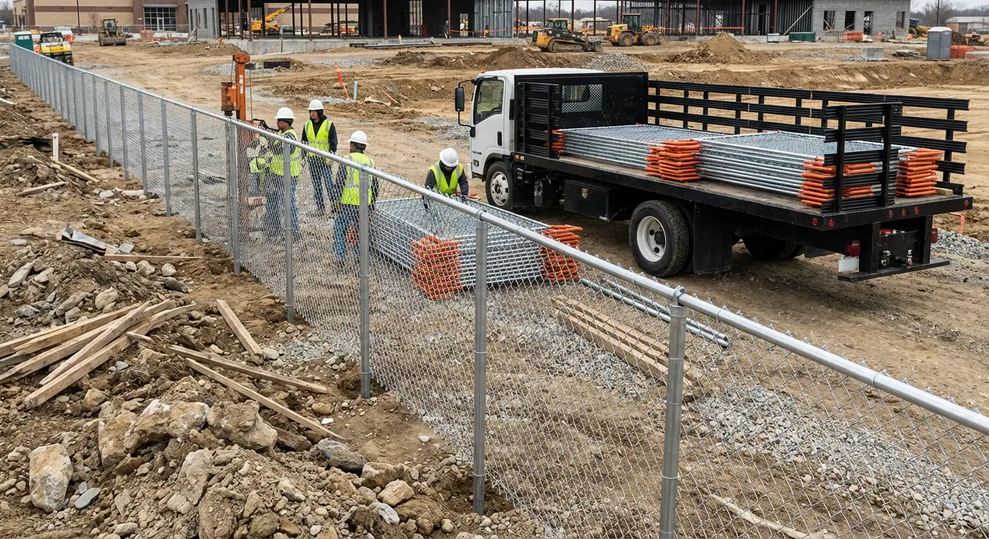 Post-Driven Construction Fence in Kingwood, TX