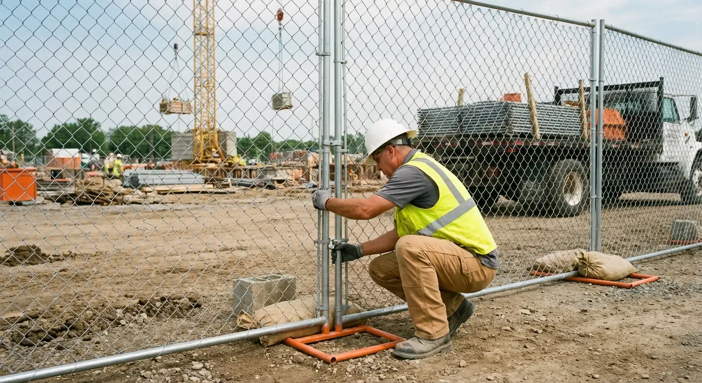 Comparison of professional fencing solutions versus DIY risks on a construction site in Kingwood, TX