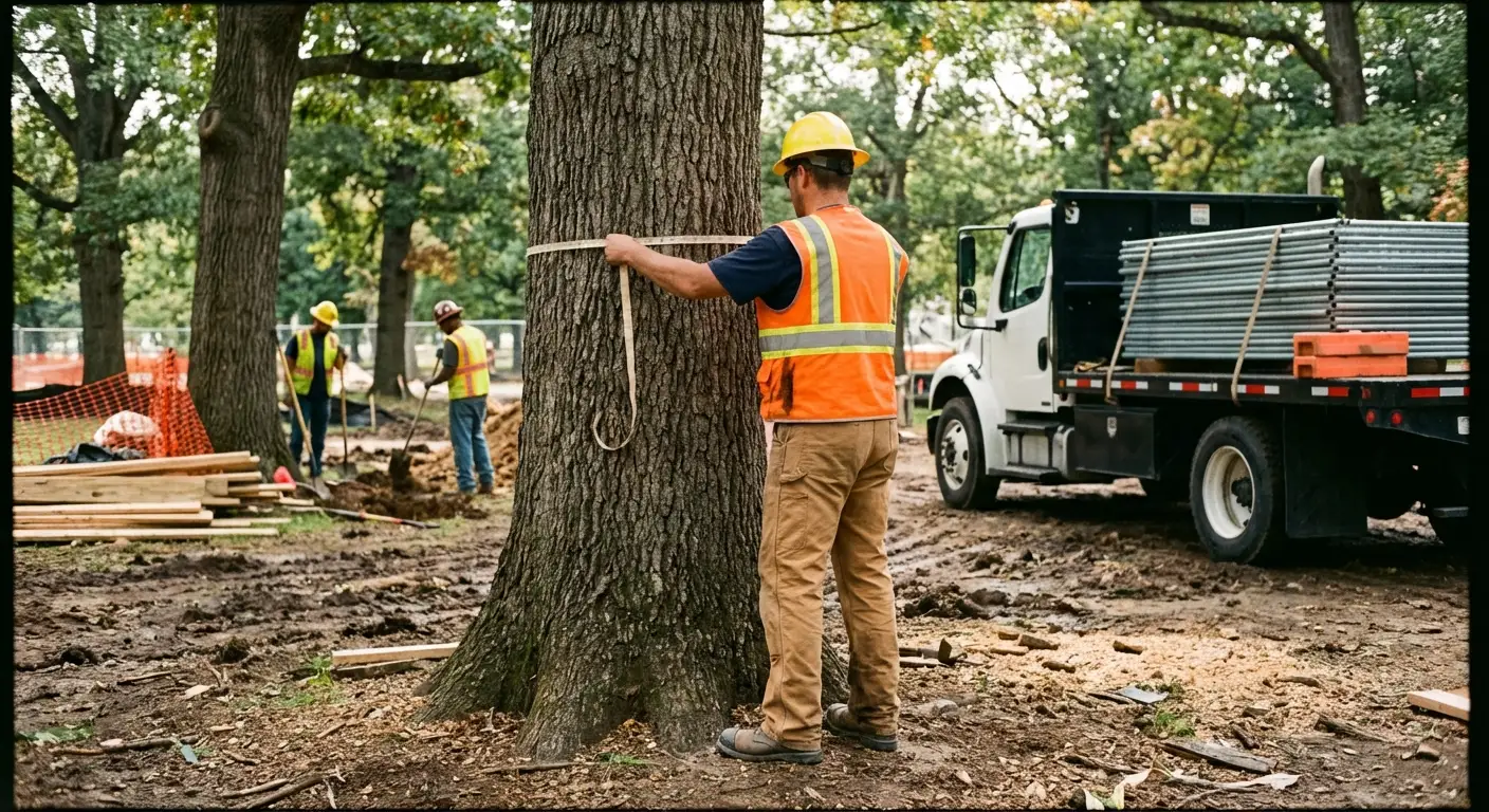 Tree protection zone fencing installation in Kingwood, TX