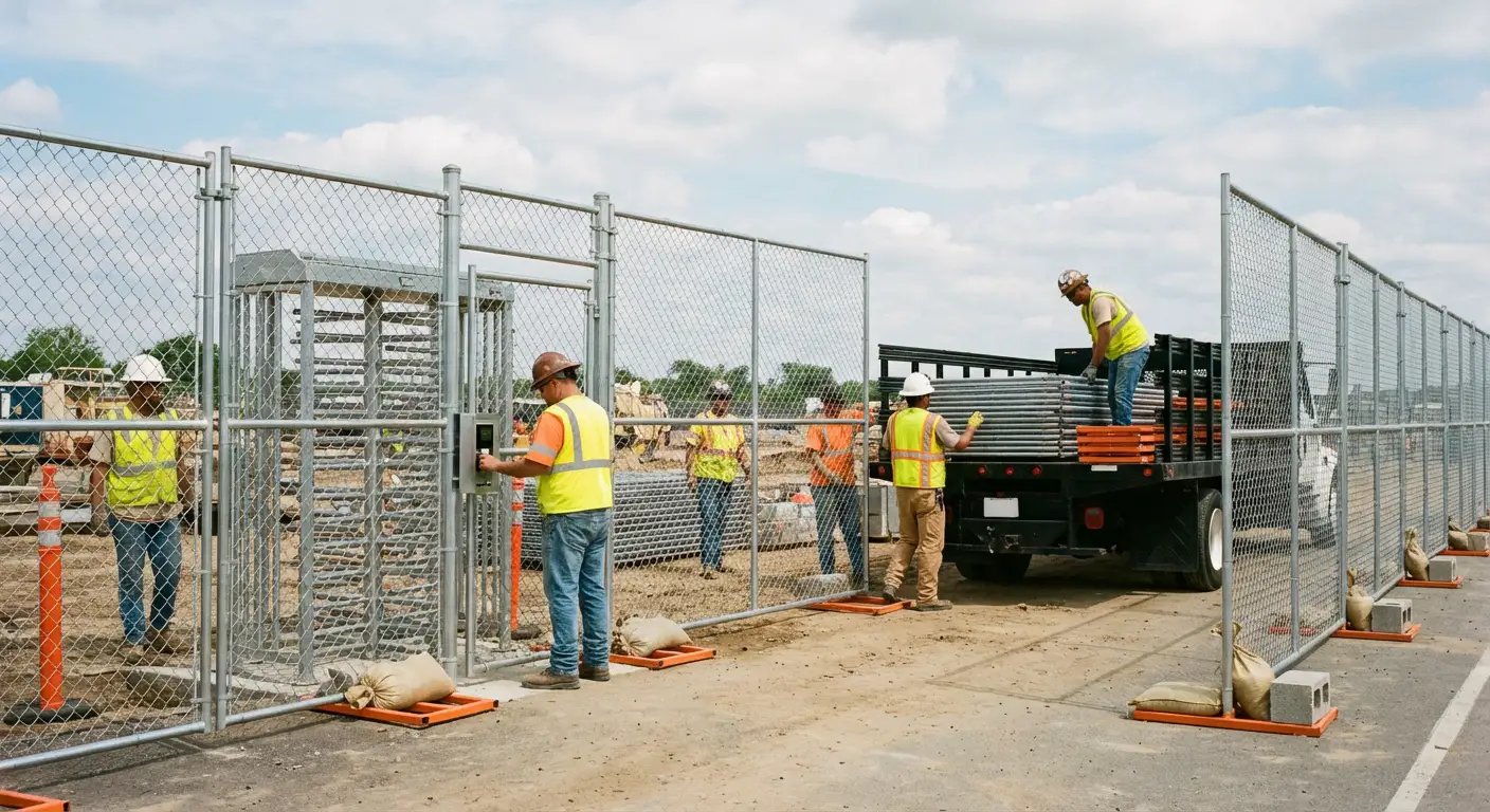 Secure construction site with temporary fencing in Kingwood, TX