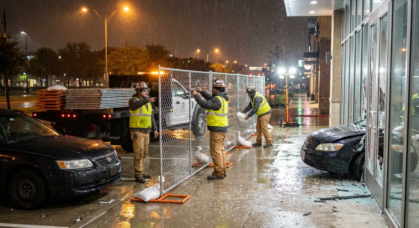 Emergency temporary fencing and dispatch logistics in Kingwood, TX