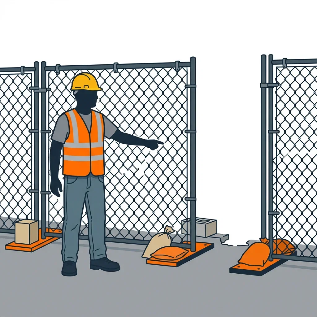 Diagram illustrating common construction site perimeter vulnerabilities in Kingwood, TX
